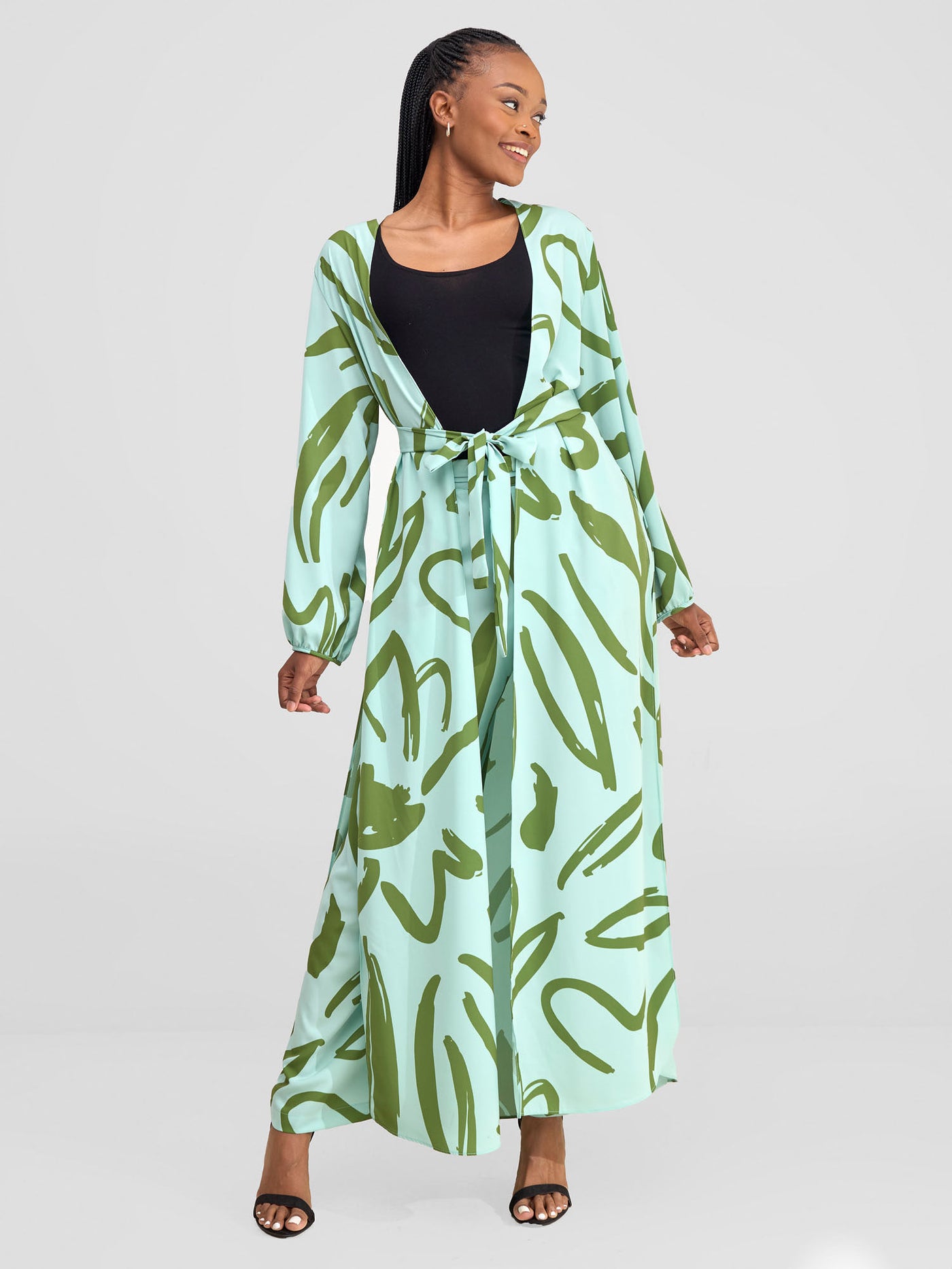 Vivo Chesi Kimono - Mint / Hunters Green Hesi Print