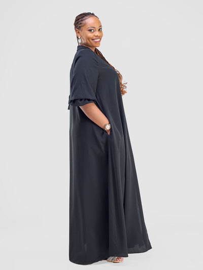 Hadiya Flounce Sleeve Maxi - Black