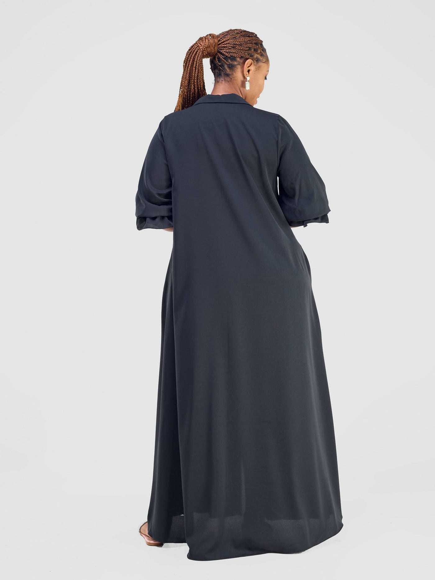 Hadiya Flounce Sleeve Maxi - Black