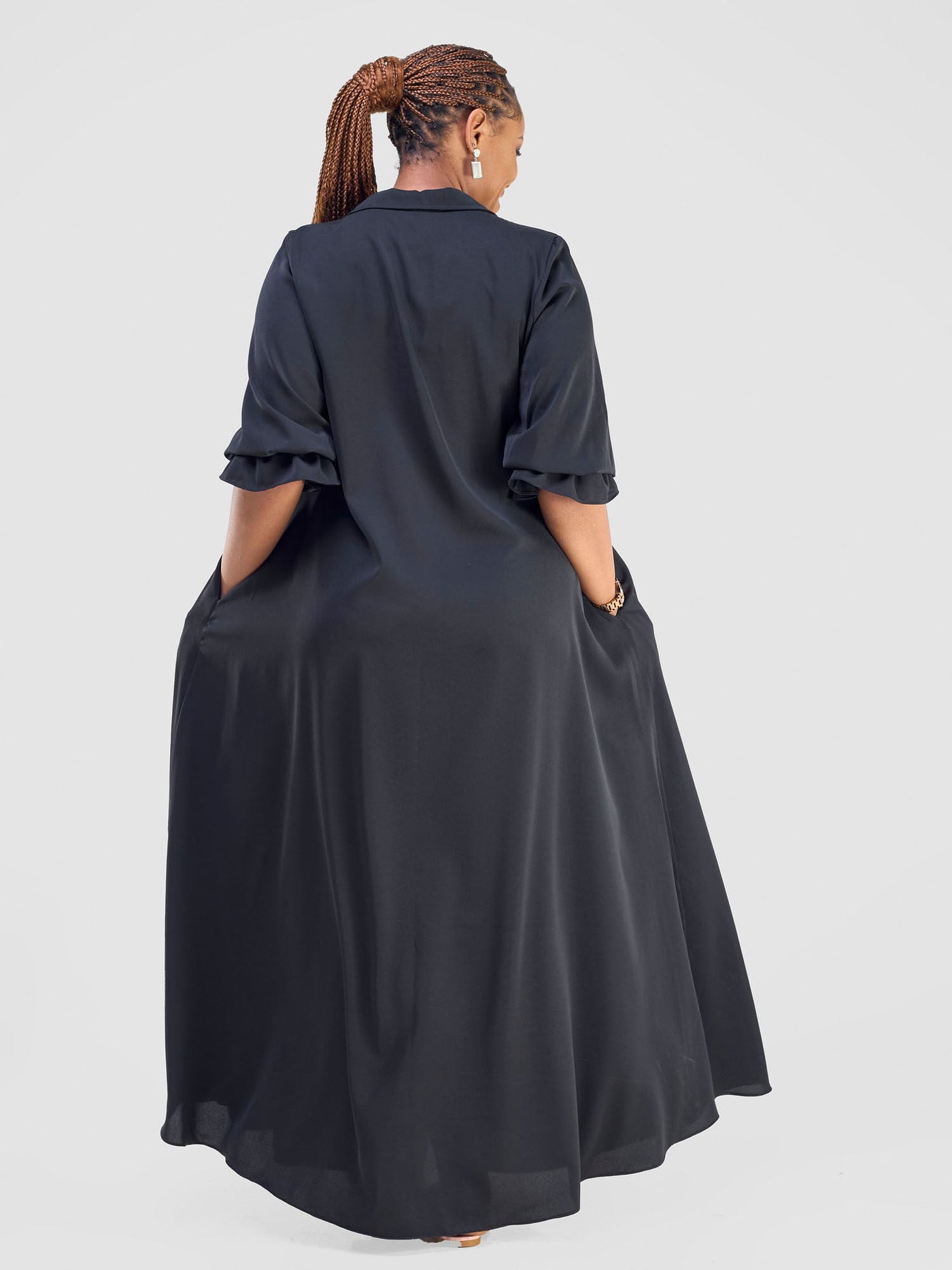 Hadiya Flounce Sleeve Maxi - Black