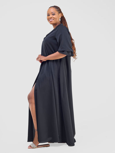 Hadiya Flounce Sleeve Maxi - Black