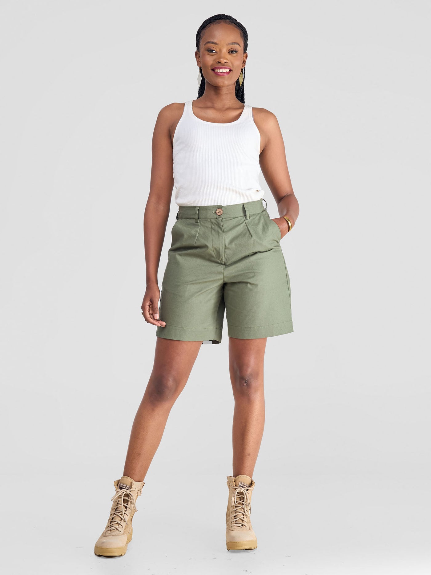 Safari Kamari Cotton Shorts - Olive Green