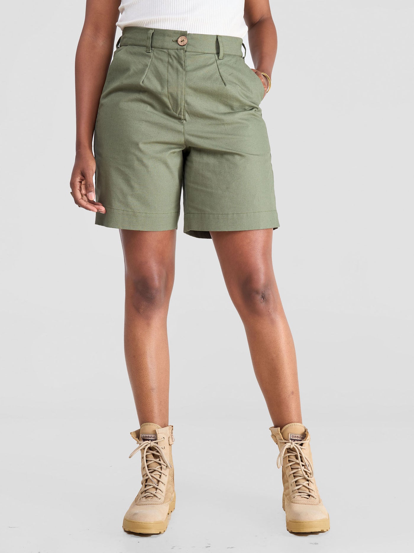 Safari Kamari Cotton Shorts - Olive Green