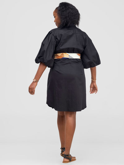 Mali Bishop Sleeve Shirt Dress - Black