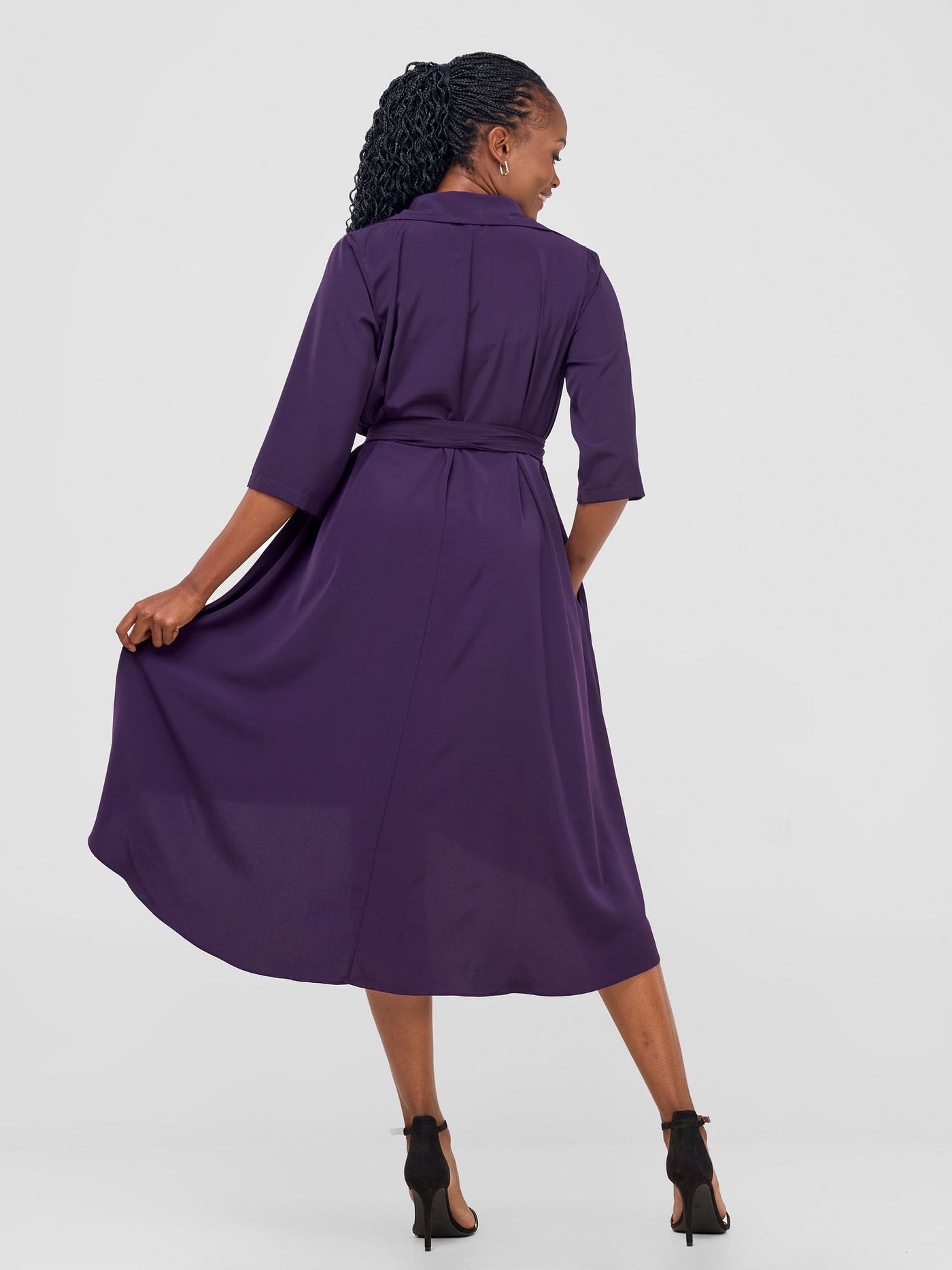 Yumi High Low Shirt Dress - Blue Berry