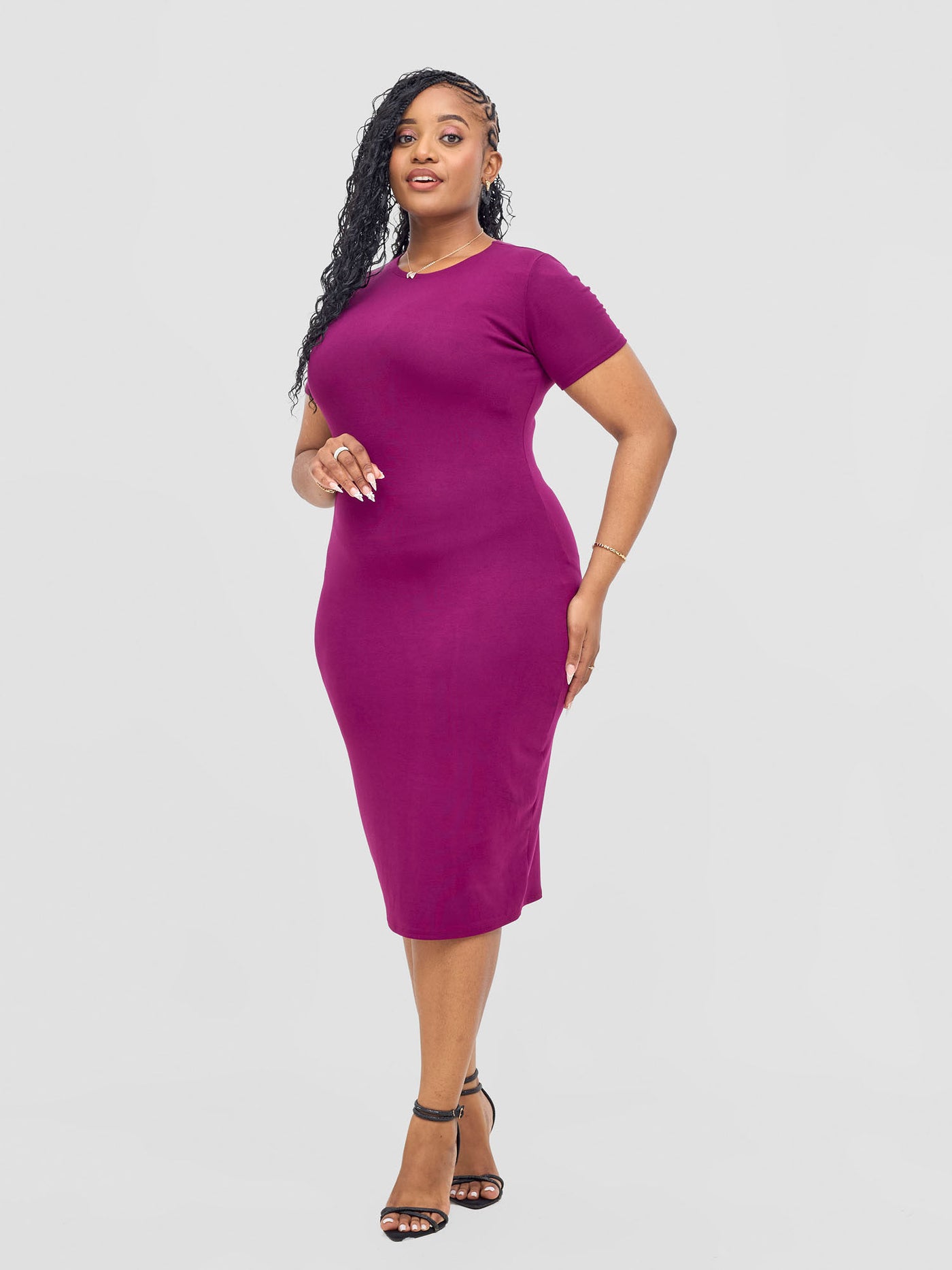 Leila Short Sleeve Bodycon - Burgundy