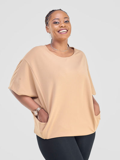 Vivo Wila Dolman Tunic - Taupe - Shopzetu