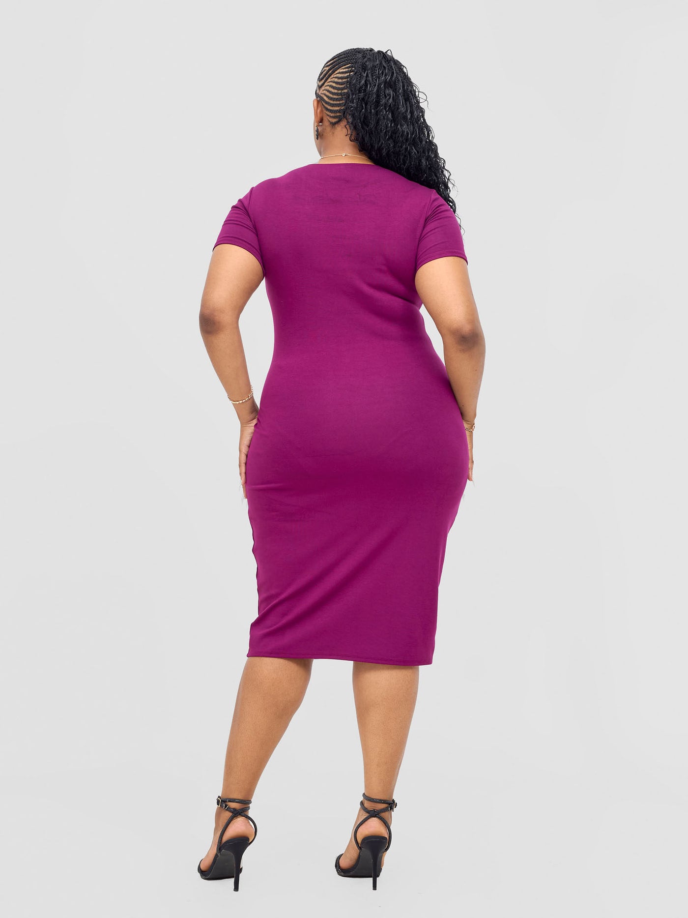 Leila Short Sleeve Bodycon - Burgundy