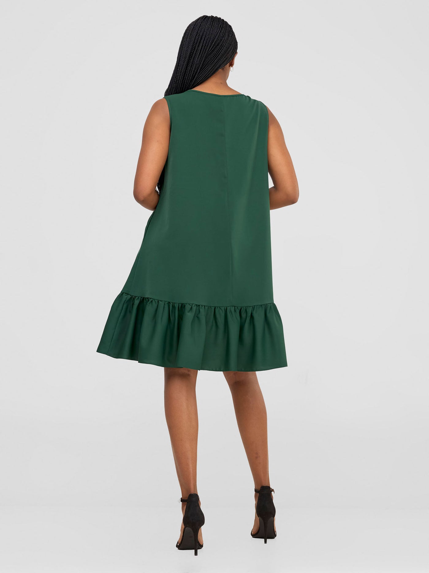 Dalia Sleeveless Gathered Tent Dress - Dark Green