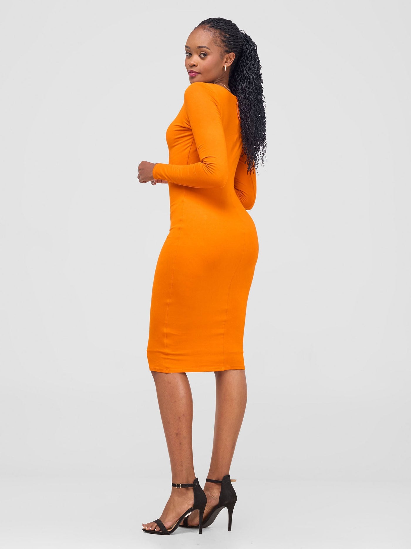 Vivo Hamle Drapped Front Bodycon - Orange