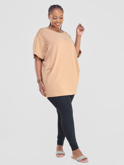 Vivo Wila Dolman Tunic - Taupe - Shopzetu