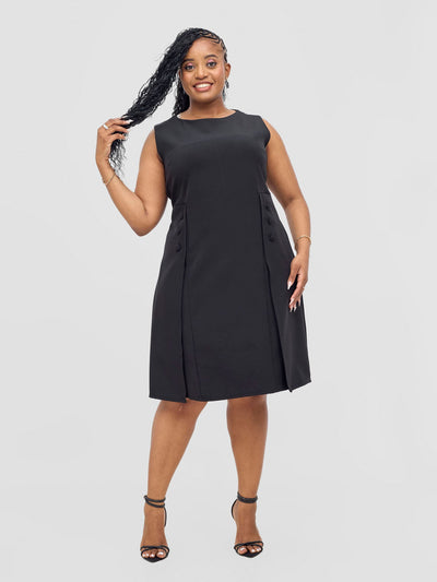 Mandla Side Flap A-Line Dress - Black