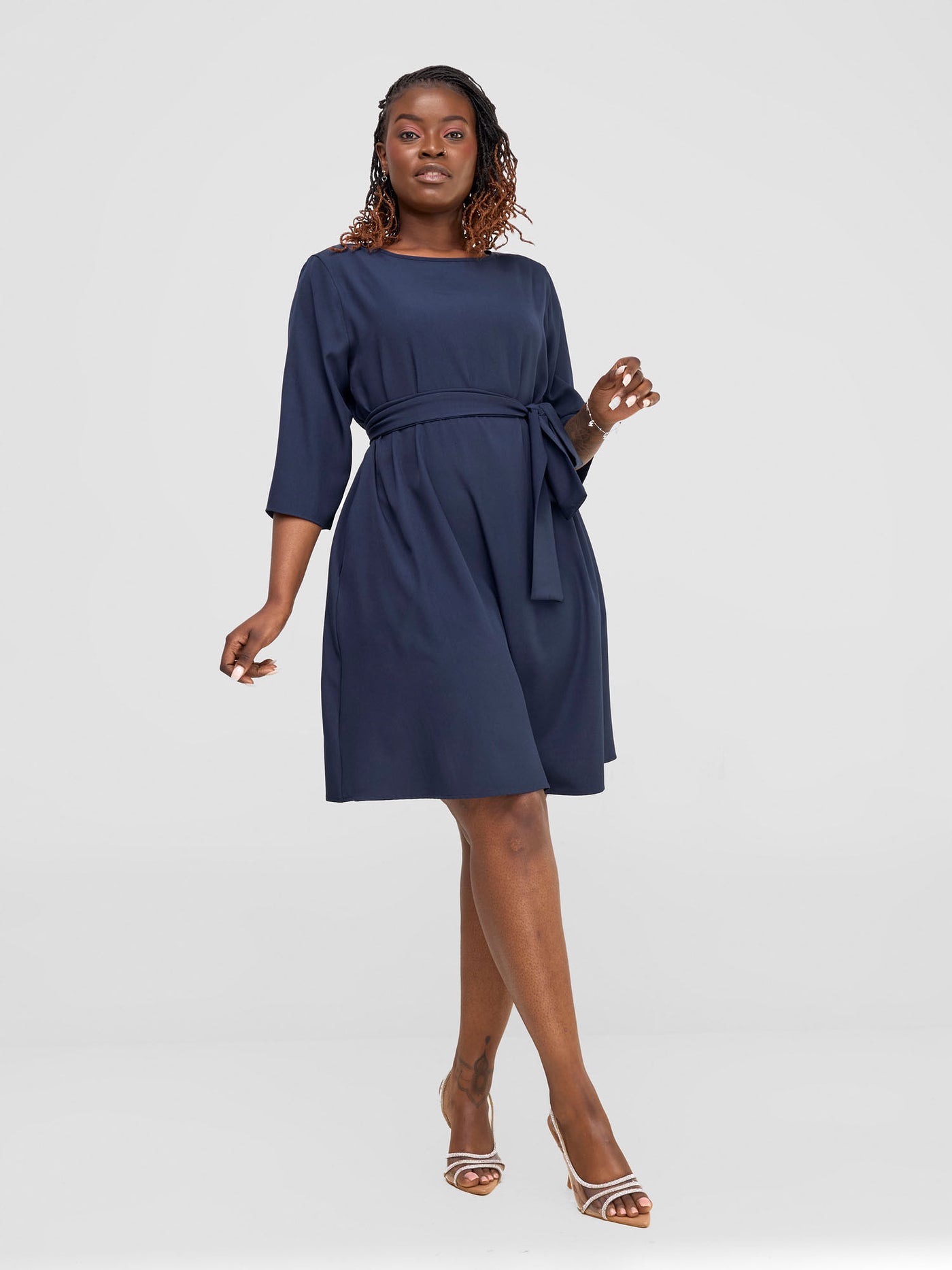 Vivo Laika 3/4 Sleeve  Tent Dress - Navy