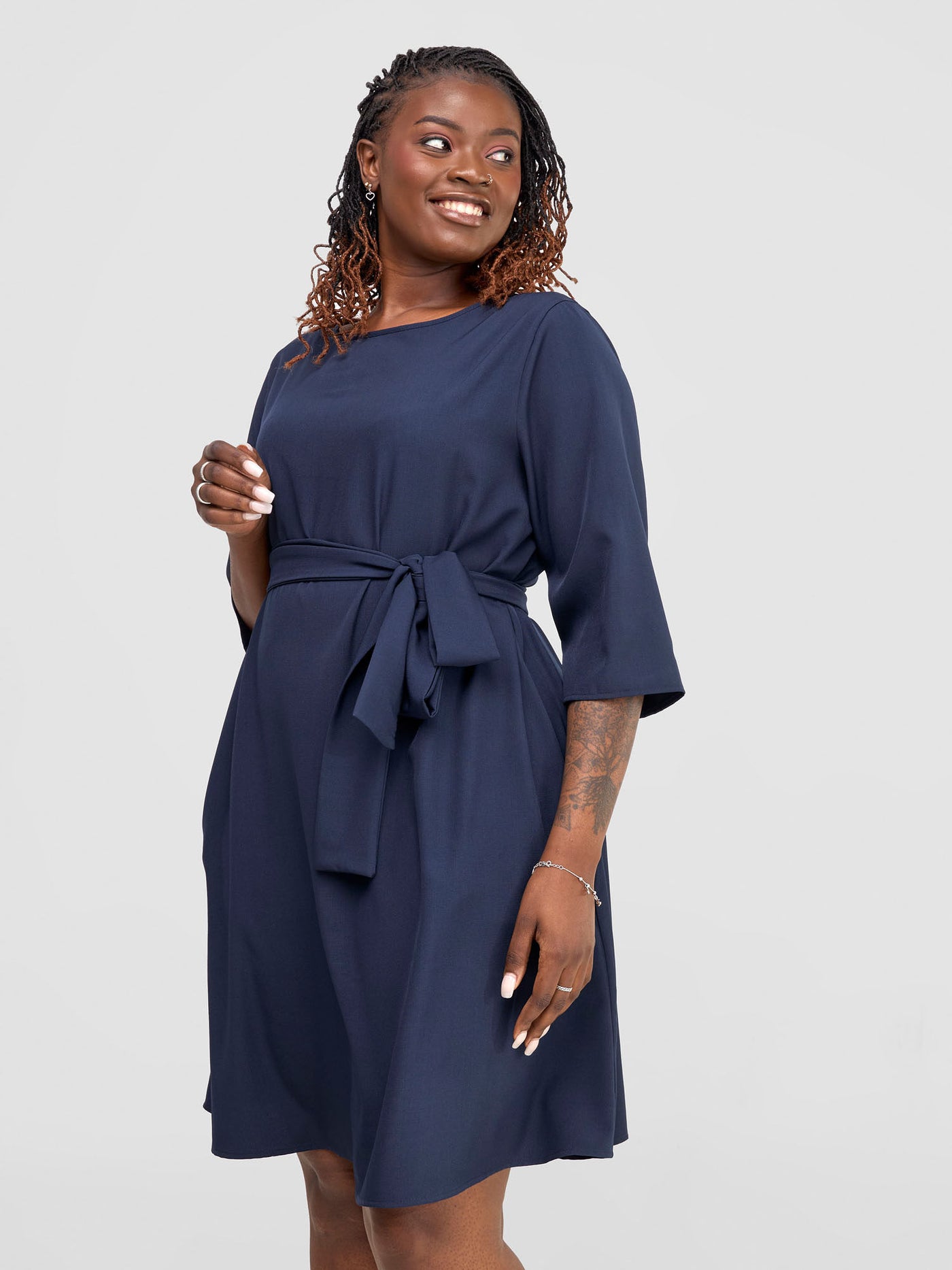 Vivo Laika 3/4 Sleeve  Tent Dress - Navy