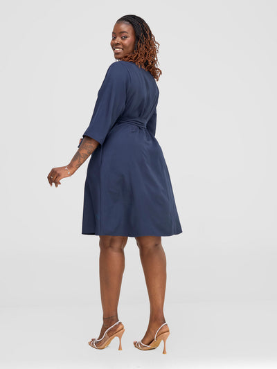 Vivo Laika 3/4 Sleeve  Tent Dress - Navy