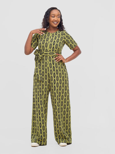 Vivo Mandla Jumpsuit - Olive / Black Anla Print - Shopzetu