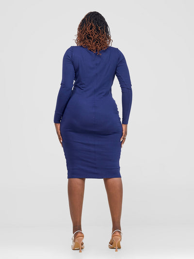 Vivo Hamle Drapped Front Bodycon - Navy