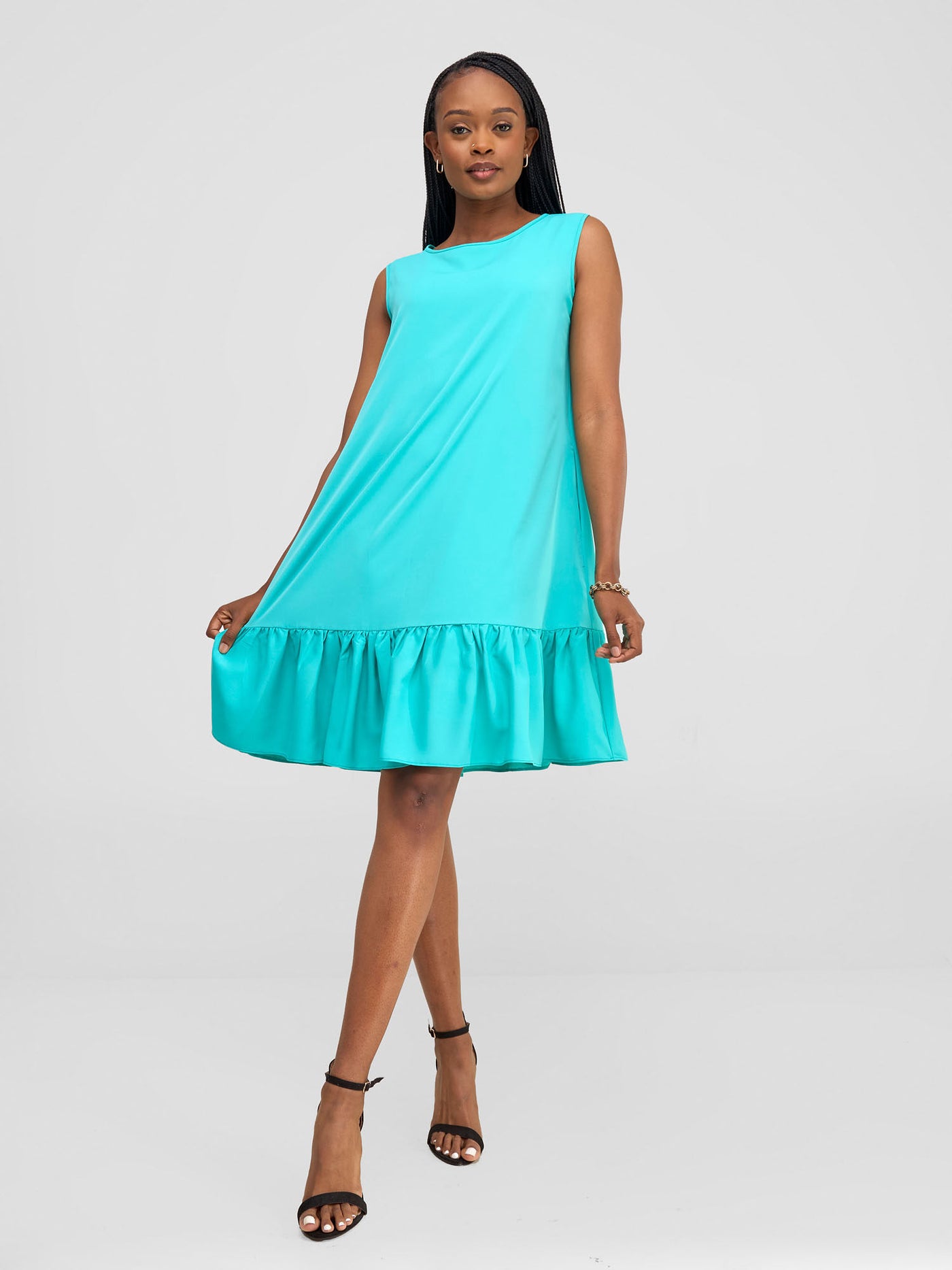 Dalia Sleeveless Gathered Tent Dress - Sea Green