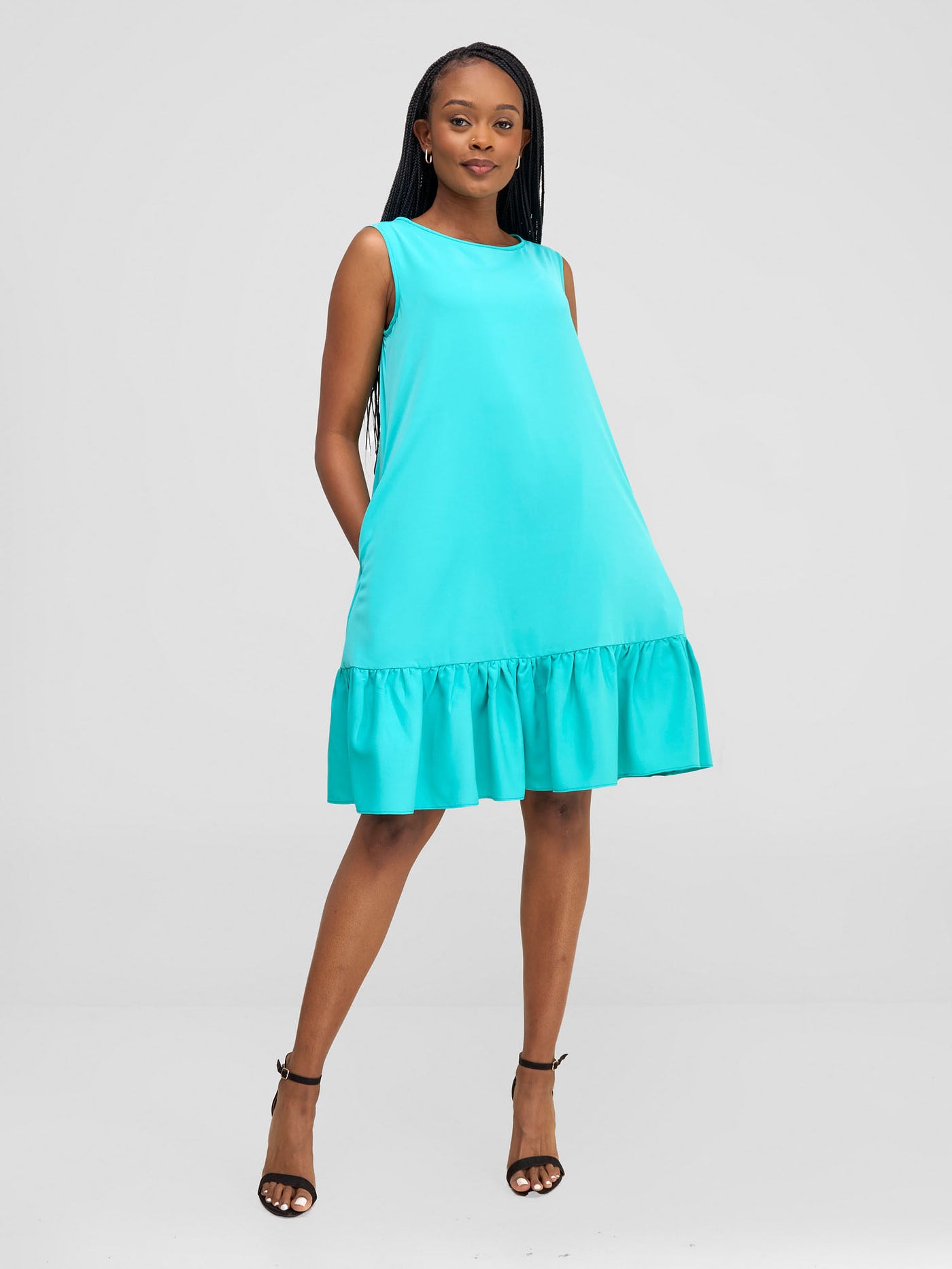 Dalia Sleeveless Gathered Tent Dress - Sea Green