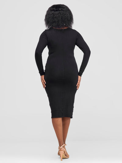 Vivo Hamle Drapped Front Bodycon - Black