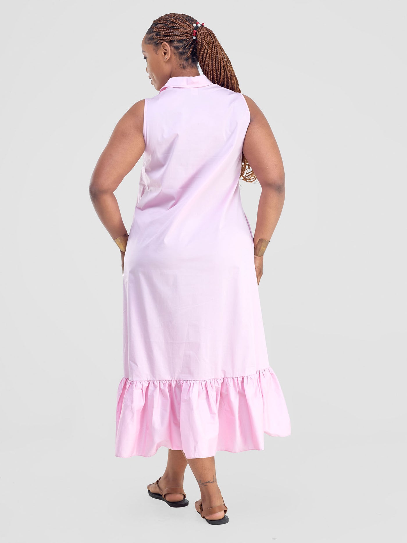 Huru Halter Sleeveless High Low Dress - Pink