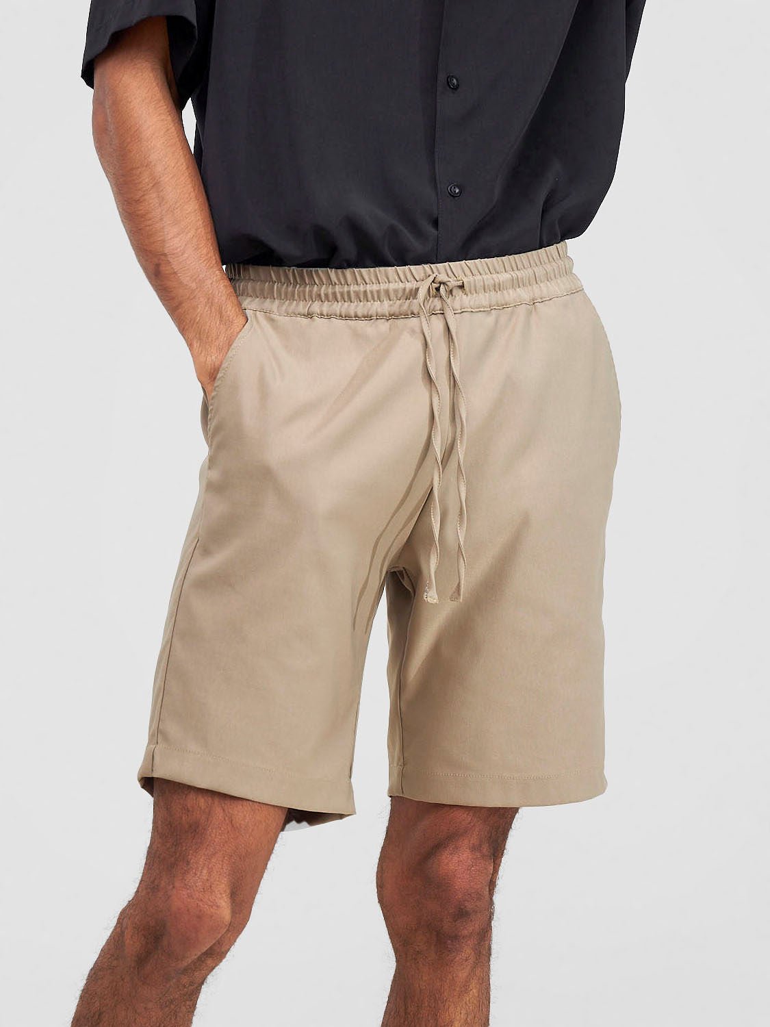 Zoya Shani Men's Drawstring Shorts - Taupe - Shopzetu