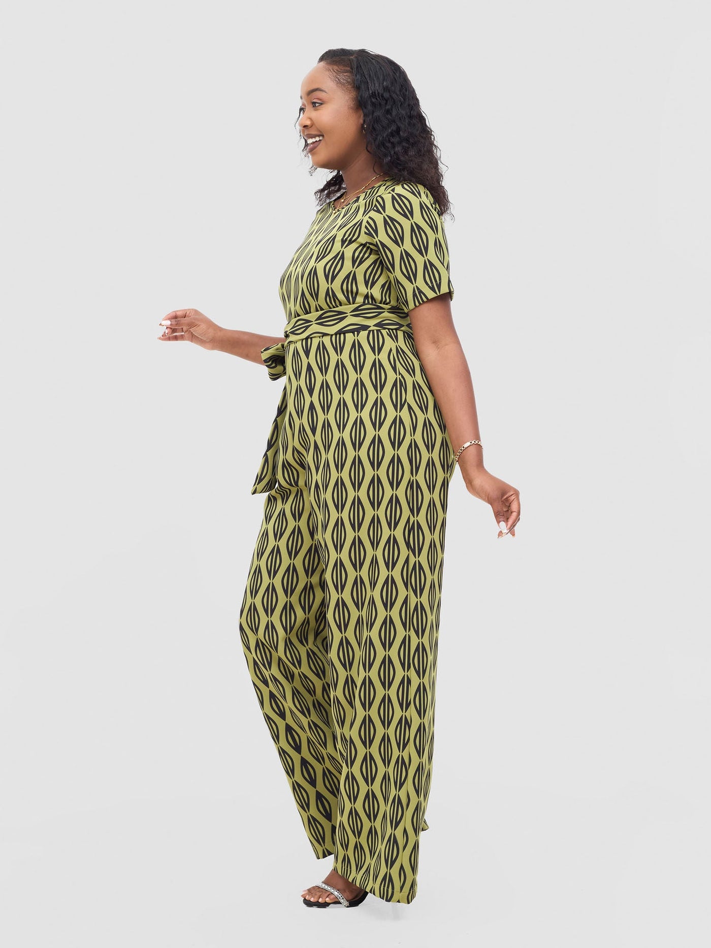 Vivo Mandla Jumpsuit - Olive / Black Anla Print - Shopzetu