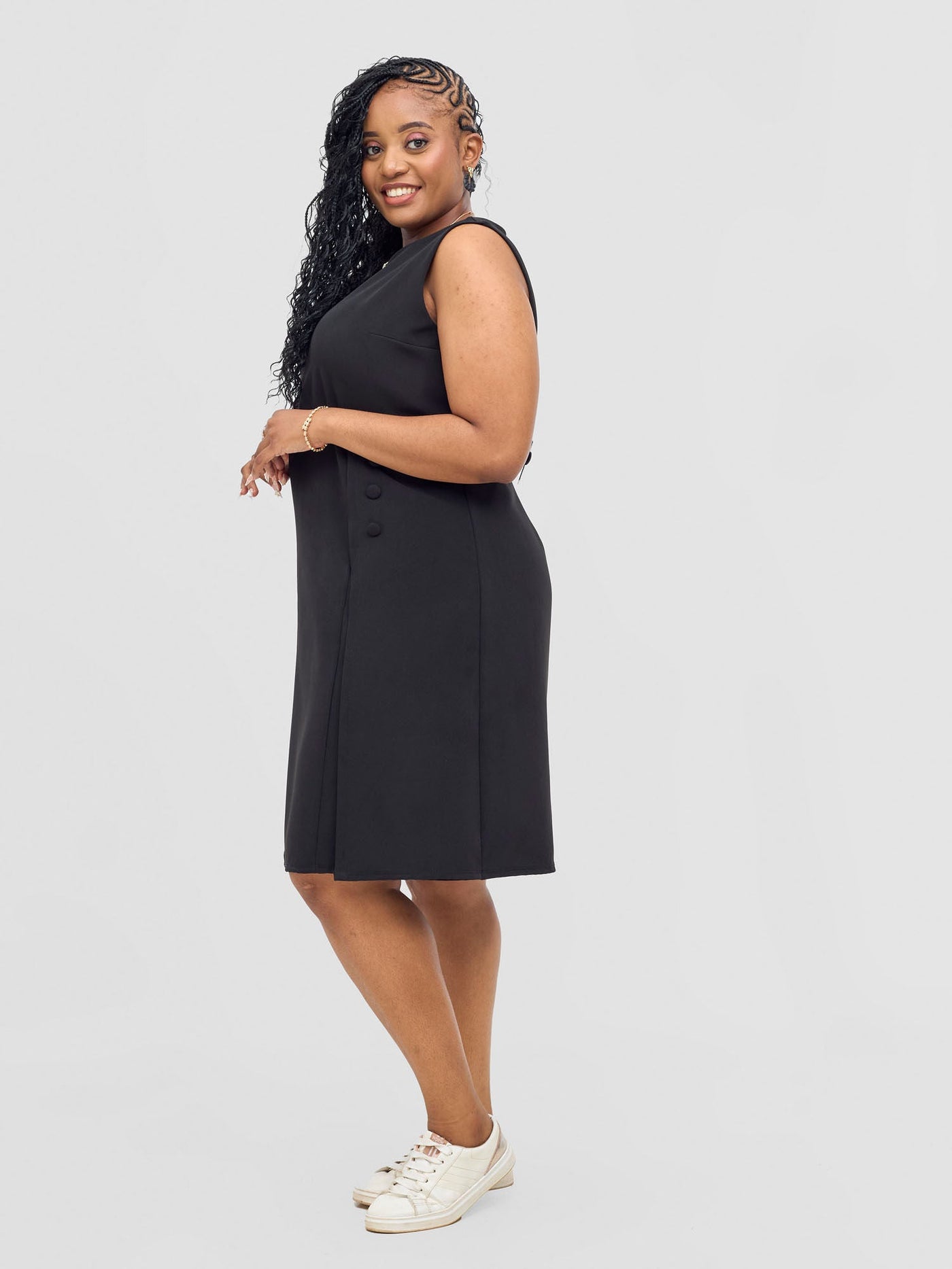 Mandla Side Flap A-Line Dress - Black