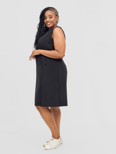 Mandla Side Flap A-Line Dress - Black