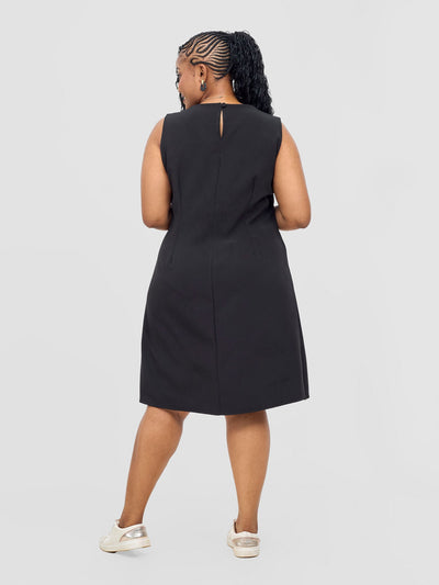 Mandla Side Flap A-Line Dress - Black