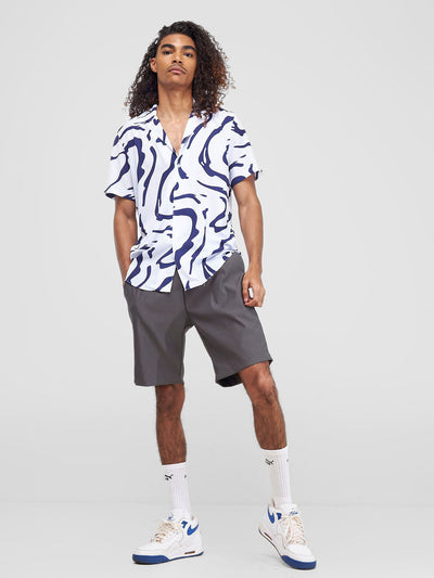 Zoya Shani Men's Summer Shirt - Navy / White Sani Print