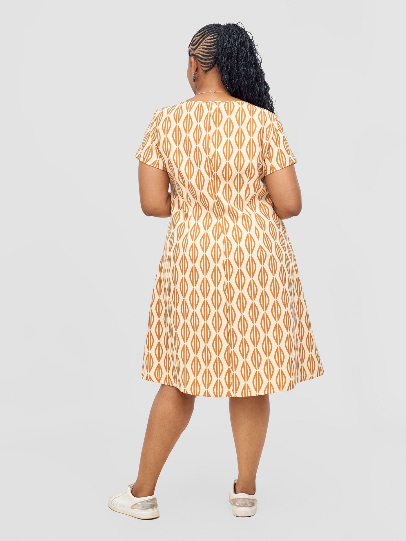 Vivo Mandla Side Zipper Dress - Beige / Rust Anila Print - Shopzetu