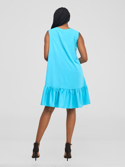 Dalia Sleeveless Gathered Tent Dress - Light Blue