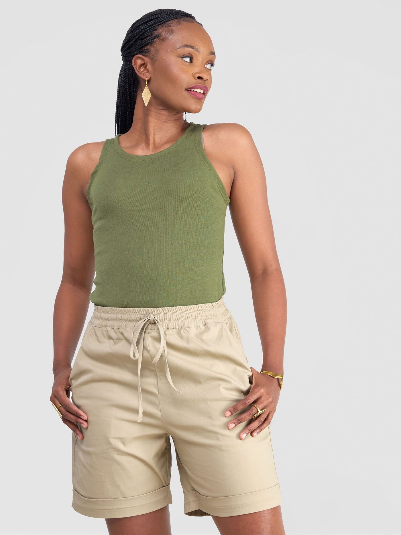 Safari Kamari Ribbed Top - Hunters Green