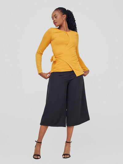 Vivo Hamle Side Twist Tie Top - Mustard - Shopzetu