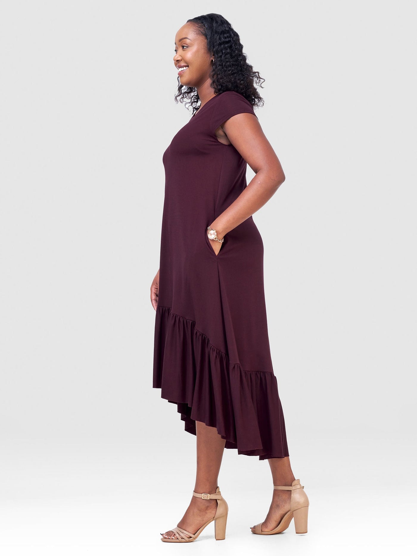 Vivo Lindi High Low Dress - Chocolate