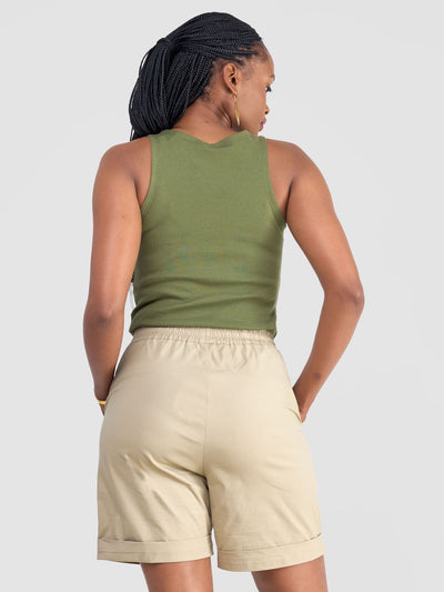 Safari Kamari Ribbed Top - Hunters Green