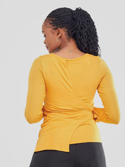 Vivo Hamle Side Twist Tie Top - Mustard - Shopzetu