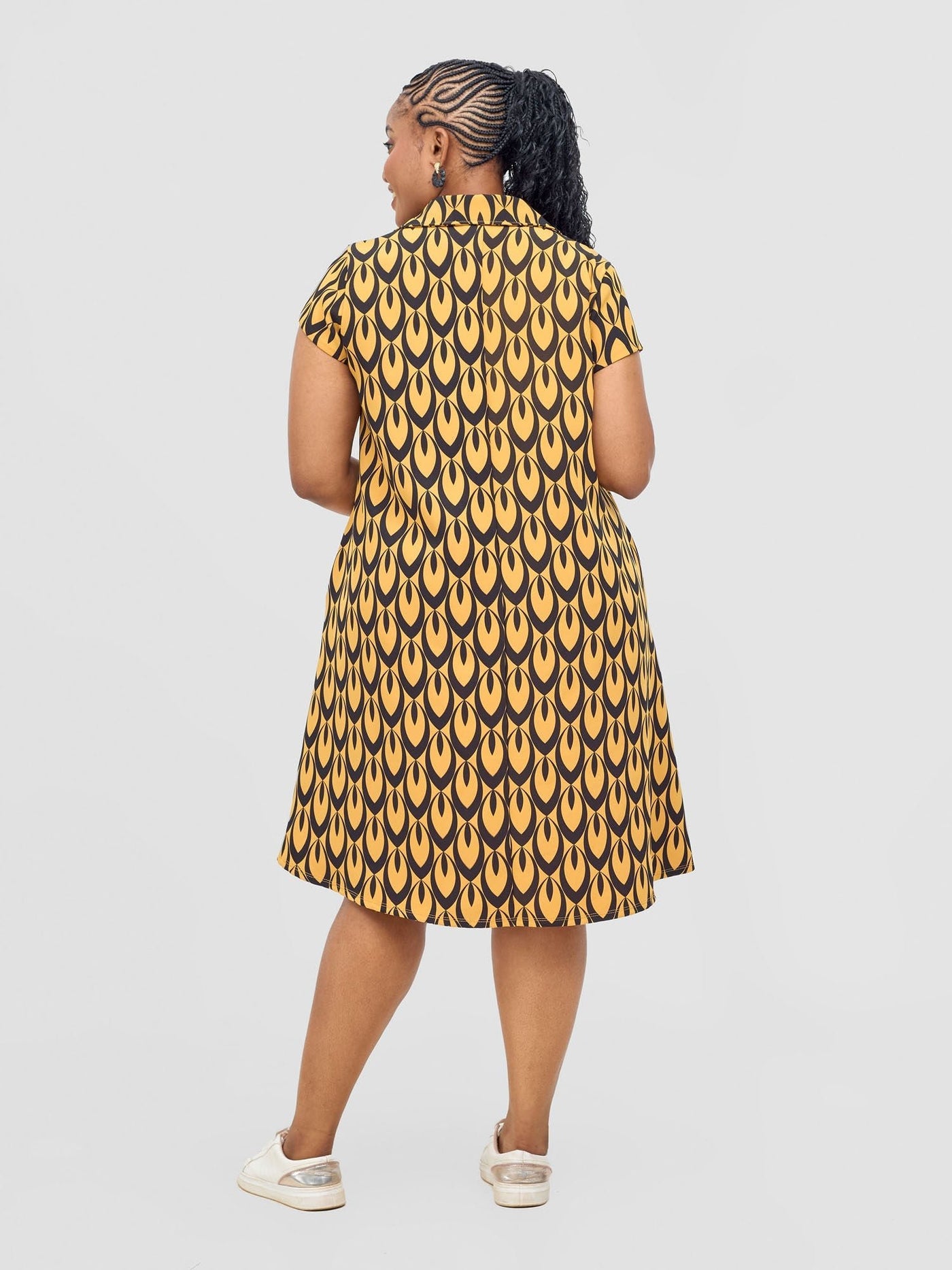 Vivo Mandla Tent Dress - Mustard / Black Manla Print - Shopzetu