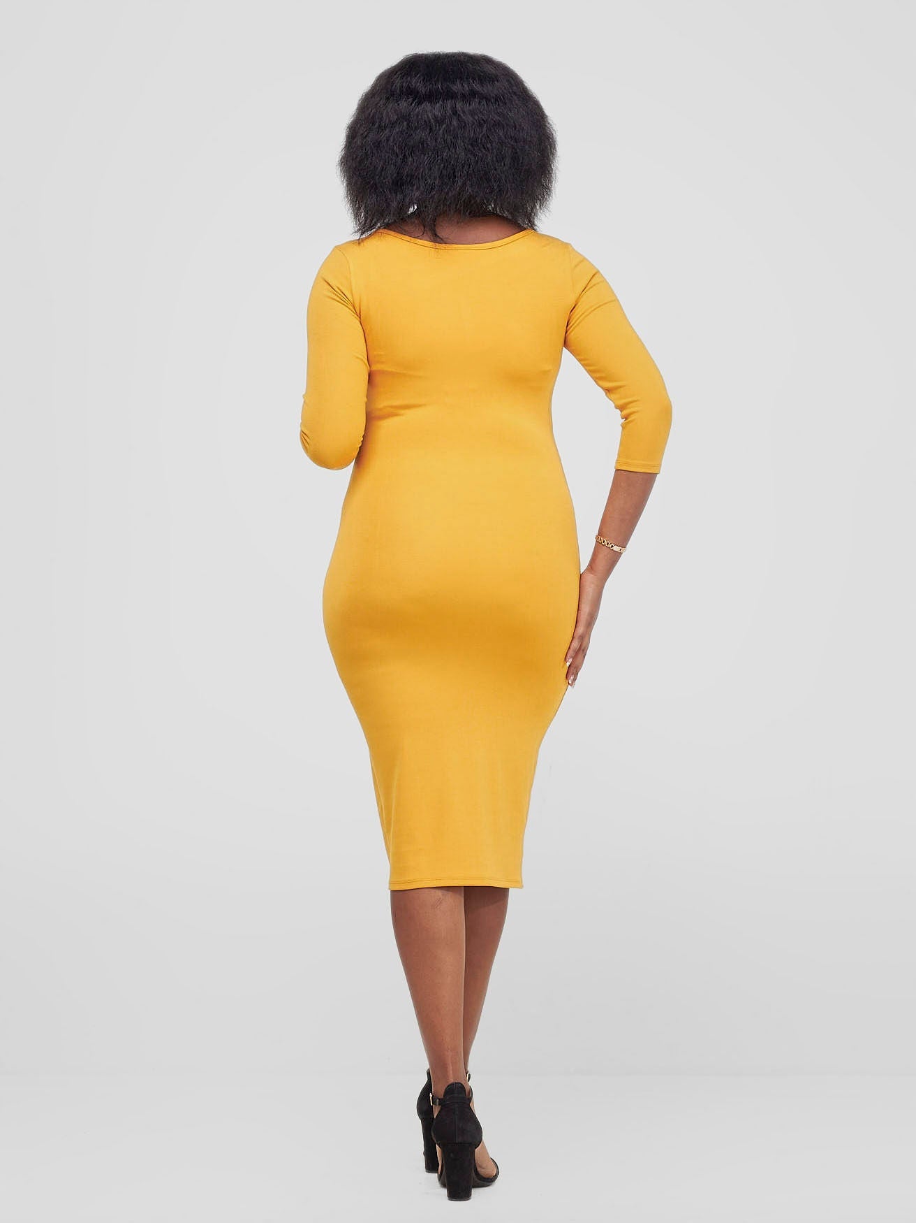 Vivo Hamle Side Twist Tie Bodycon - Mustard