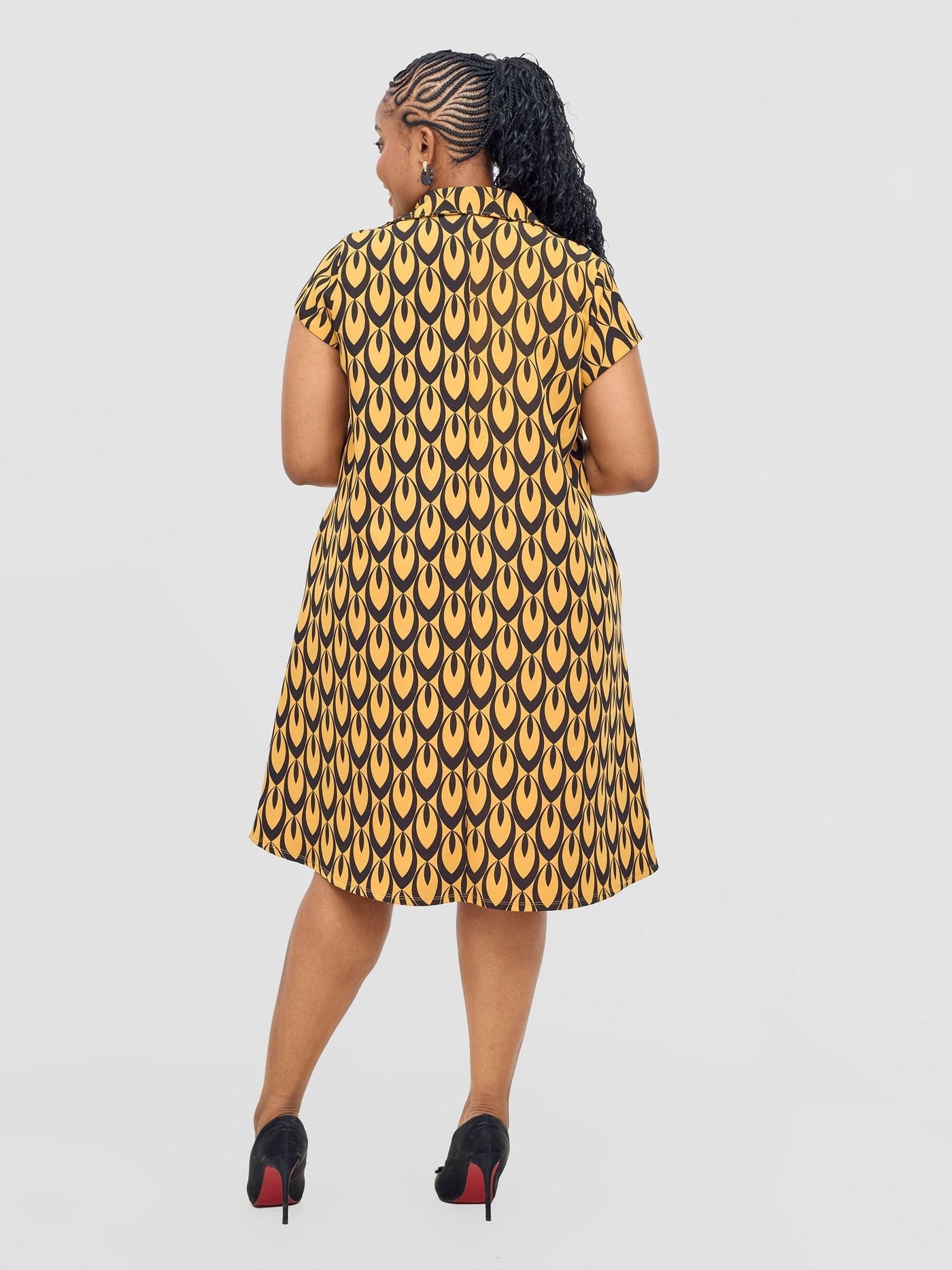 Vivo Mandla Tent Dress - Mustard / Black Manla Print - Shopzetu