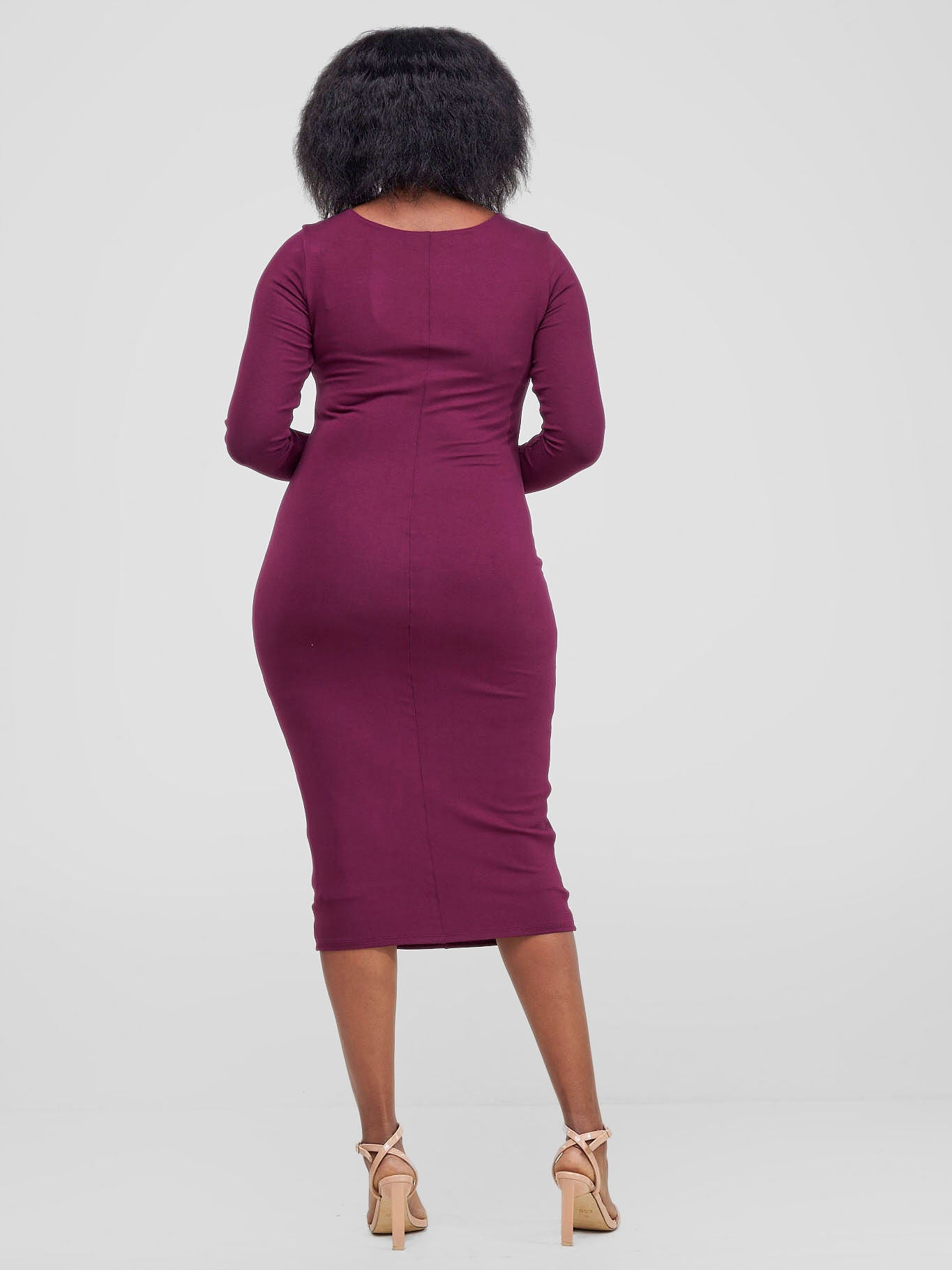 Vivo Hamle Bias Twist Dress - Burgundy - Shopzetu