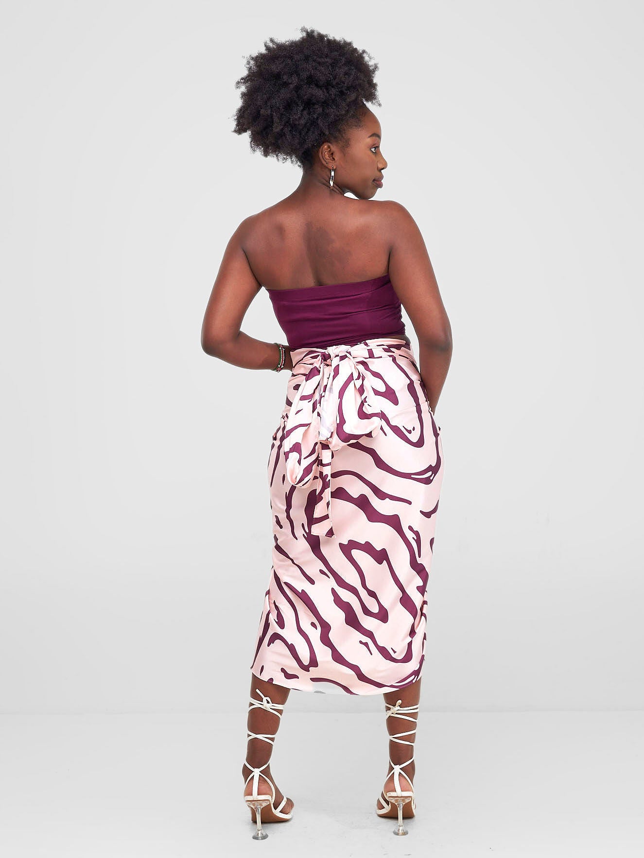 Zoya Shani Sarong Wrap - Burgundy / Peach Sani Print