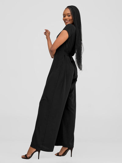 Vivo Chesi V - neck Jumpsuit - Black - Shopzetu