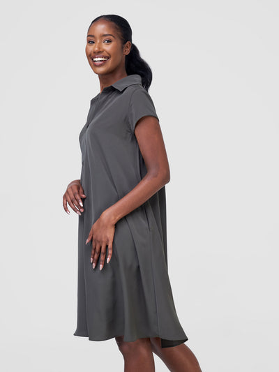 Vivo Yumi Cap Sleeve Dress - Dusty Olive