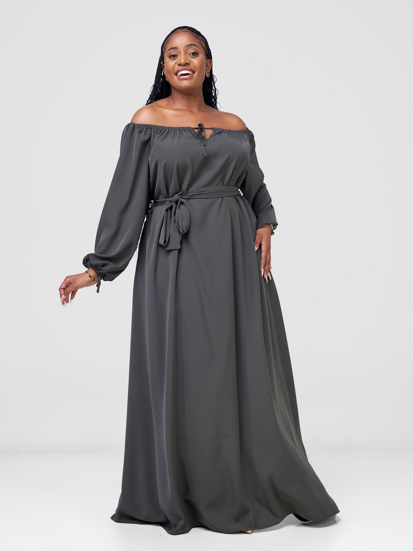 Vivo Zahari Off-Shoulder Maxi Dress - Dusty Olive