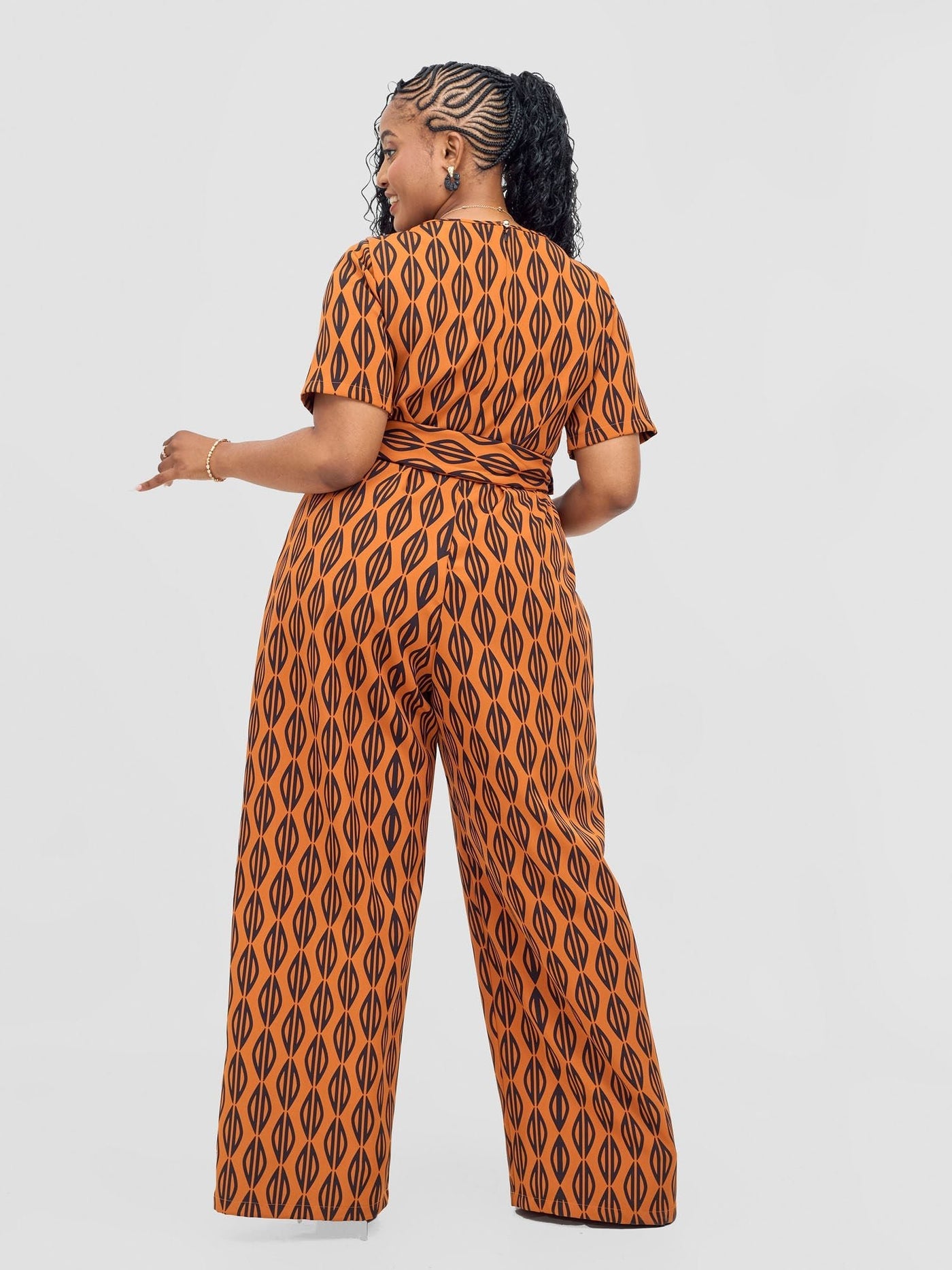 Vivo Mandla Jumpsuit - Rust / Black Anla Print - Shopzetu