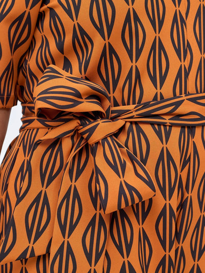 Vivo Mandla Jumpsuit - Rust / Black Anla Print - Shopzetu