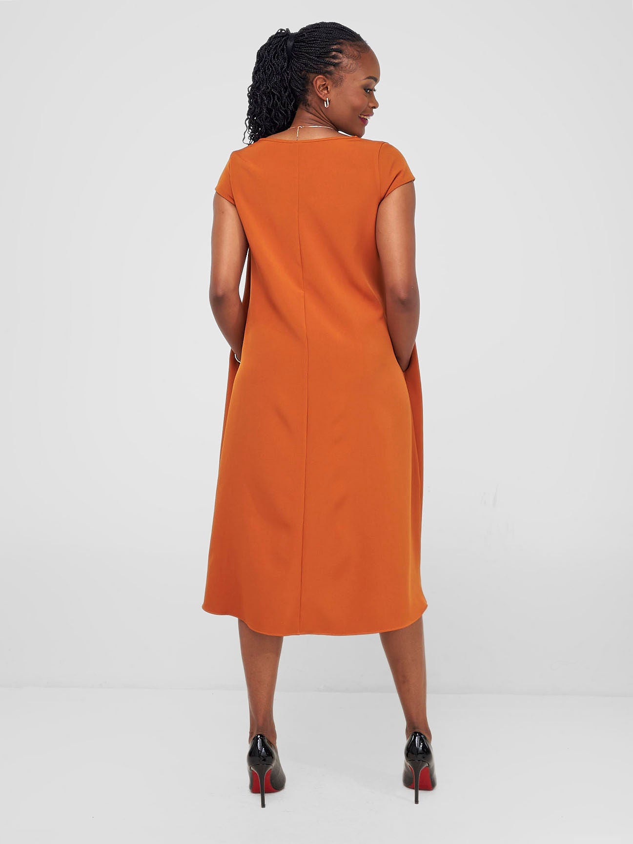 Pendo Cap Sleeve High Low Tent Dress - Rust