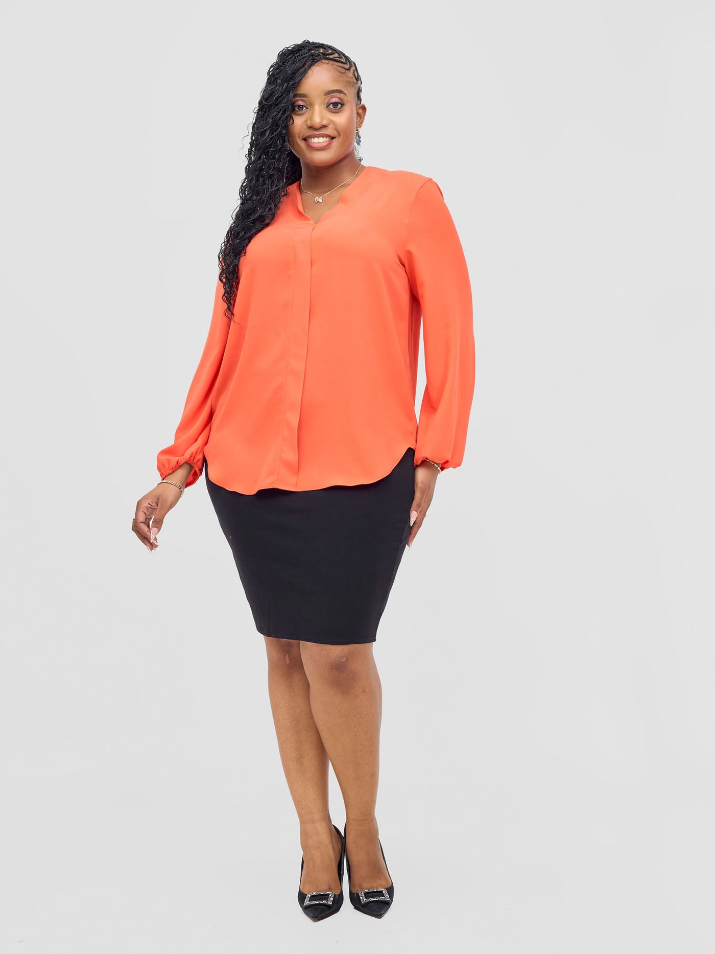 Vivo Dua Long Bishop Sleeve Top - Orange